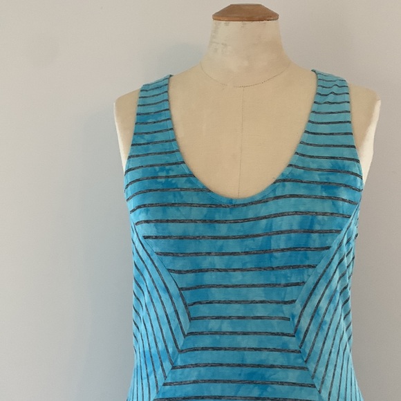 BUFFALO Capri blue, long, striped, high-low maxi dress, racer back. L - Picture 4 of 14
